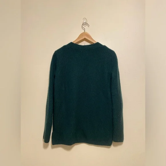 J. McLaughlin Cashmere & Wool Deep Green V-Neck Ribbed Sweater. Size S - Picture 2 of 7
